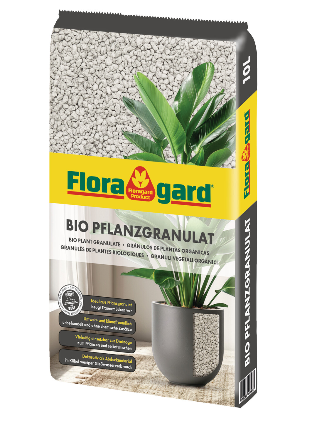 Das Floragard Bio-Pflanzgranulat in 10- und 25-Liter-Gebinden berzeugt als Abdeckmaterial, Pflanzgranulat sowie als Drainagematerial  ein echter Allrounder und eine klimafreundliche Alternative zum Blhton.