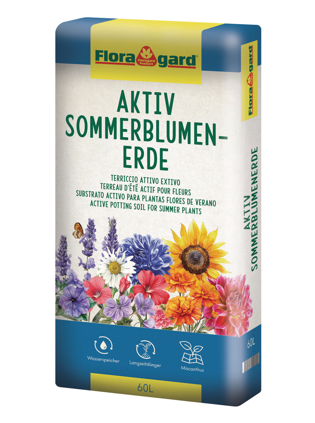 Die Aktiv Sommerblumenerde kommt in diesem Jahr in einem komplett neuen und modernen Design auf den Markt.