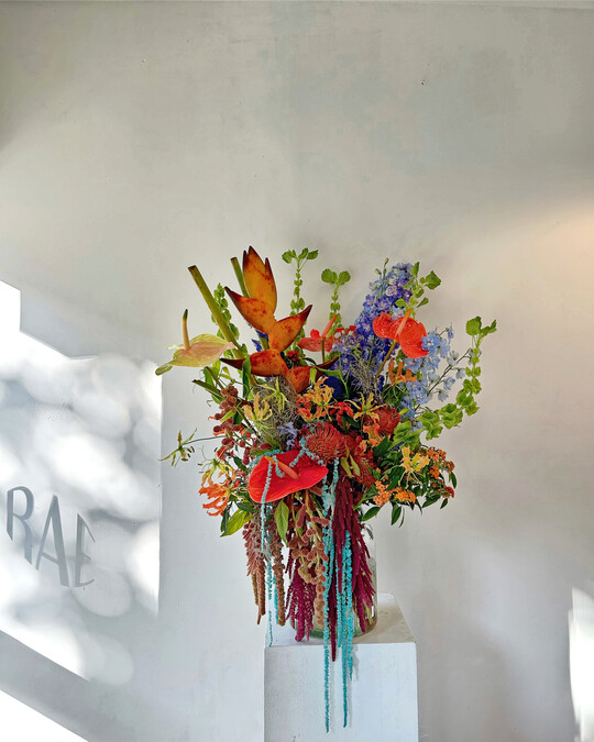 Ihr Showroom ist komplett in Wei gehalten, damit die Blumenkunst wirken kann. 
