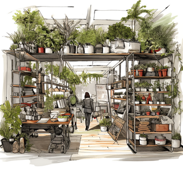 Visualisierung des Konzeptes Kiefl Urban Gardeners: Eine KI erklrt den Kunden, welche Pflanzen in ihre Wohnung oder Garten passen. Im Laden soll es vor allem Zimmerpflanzen geben, aber auch Kruter- und Balkonpflanzen und Dekoartikel. Das Flair soll schlicht, modern und nachhaltig sein. Wir wollen der modernen Technik natrliche und recycelte Materialien gegenberstellen, erklrt Jakob Kiefl. 
