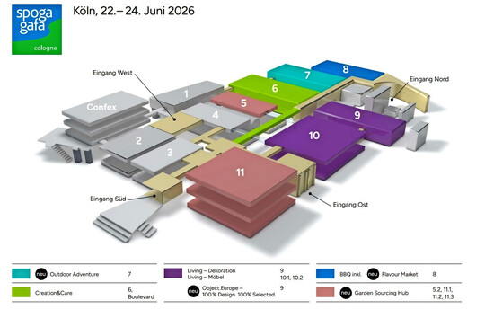 Neue Hallenstruktur der spoga+gafa im kommenden Jahr