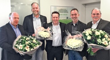 v.l.: Manfred Rieke (Vorsitzender Aufsichtsrat Blumen & Pflanzen), Christoph Schnges (Vorsitzender Beirat Blumen & Pflanzen), Armin Rehberg (Vorstandsvorsitzender Landgard eG), Karl-Heinz Compes, Franz-Willi Honnen (Geschftsfhrer Landgard Blumen & Pflanzen GmbH)