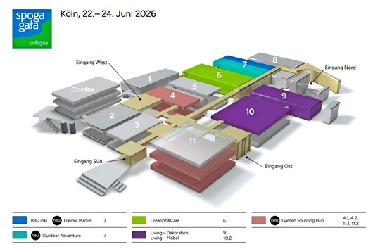 Die neue Hallenstruktur der spoga+gafa 2026