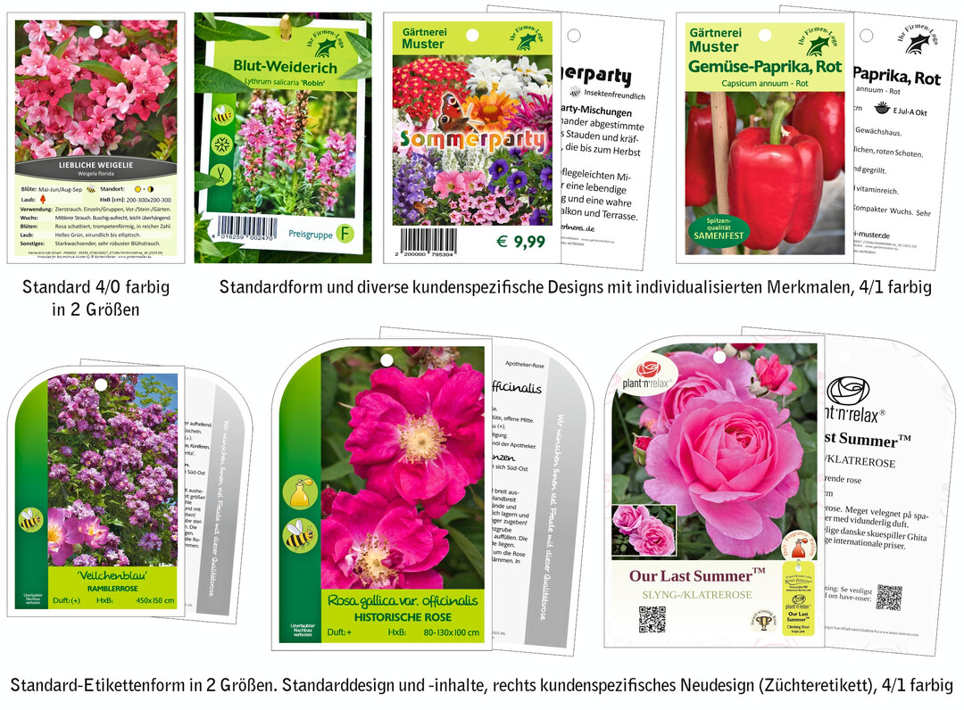 Individualisierte Auszeichnungs- und Bild-Info-Etiketten auf Basis von Standard-Etikettenformen