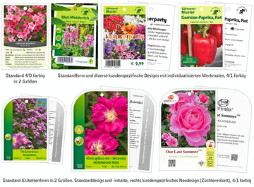 Individualisierte Auszeichnungs- und Bild-Info-Etiketten auf Basis von Standard-Etikettenformen