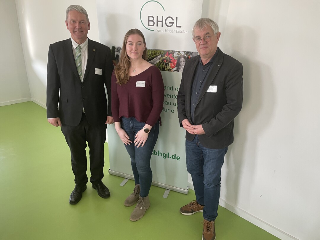 BHGL-Präsident Marc-Guido Megies, BHGL Studierendensprecherin Regina Trübenbach, 1. BHGL-Vizepräsident Prof. Dr. Uwe Schmidt (v.l.n.r.)