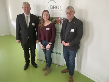 BHGL-Prsident Marc-Guido Megies, BHGL Studierendensprecherin Regina Trbenbach, 1. BHGL-Vizeprsident Prof. Dr. Uwe Schmidt (v.l.n.r.)