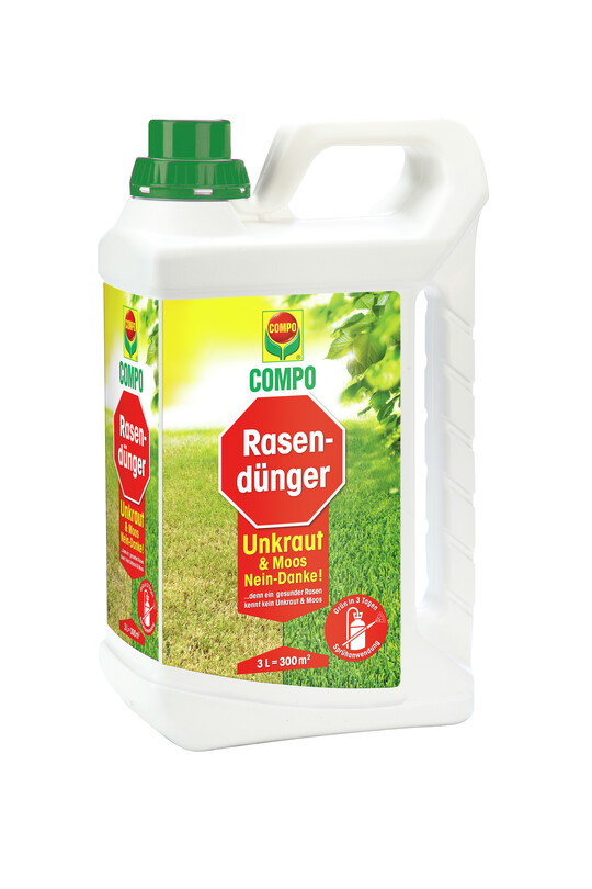 Unregelmige Rasenpflege fhrt zu Moos oder kahlen Stellen, in denen sich gerne Unkraut ansiedelt und den Rasen verdrngt, besonders, wenn er geschwcht ist. Der neue Compo Rasendnger "Unkraut & Moos  Nein danke!" pflegt strapazierten Rasen. Das frei verkufliche Konzentrat zur Spritzanwendung ist leicht handhabbar und lsst sich gleichmig verteilen. Laut Hersteller wirkt bereits nach 3 Tagen dank Blattdngung sowie dem enthaltenen Magnesium und Eisen der Rasen grner und robuster. Fr ein schnelles Wachstum sorgt der hohe Stickstoffgehalt. Der Rasen wird vitalisiert und bleibt gesund - in einem gesunden Rasen haben Unkraut und Moos keine Chance. Auf Phosphat wird als Beitrag zur Ressourcenschonung verzichtet.