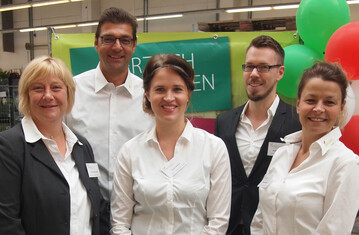 Das Team der NBB egesa Gartencenter GmbH v.l.n.r. Bettina Schnebeck, Thomas Weng, Karina Startari, Fabian Arthur Farkas, Katherina Stamm 