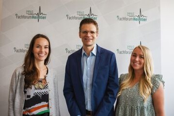 Freuen sich auf die digitale Messe: Die takefive-Prokuristinnen Johanna Ehlke (l.) und Sharon Martin sowie takefive-Geschftsfhrer Stephan Schlter. 