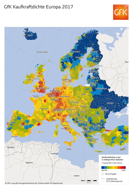 Kaufkraftdichte Europa 2017