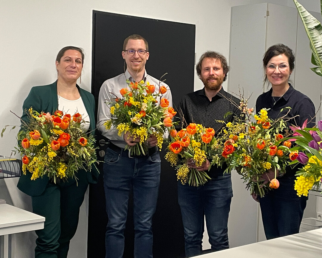 Starkes Team: Lydia Frotscher, Ausstellungsbevollmächtigte der DBG (v.l.), Hallenmeister Lukas Vondung, Max Daus, Projektleiter Blumenhallenschauen und Hallenschau-Kuratorin Gabriele Haufe.