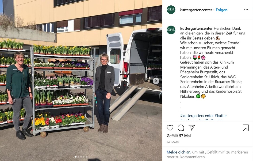 Das Klinikum Memmingen freut sich ber einen Blumengru 