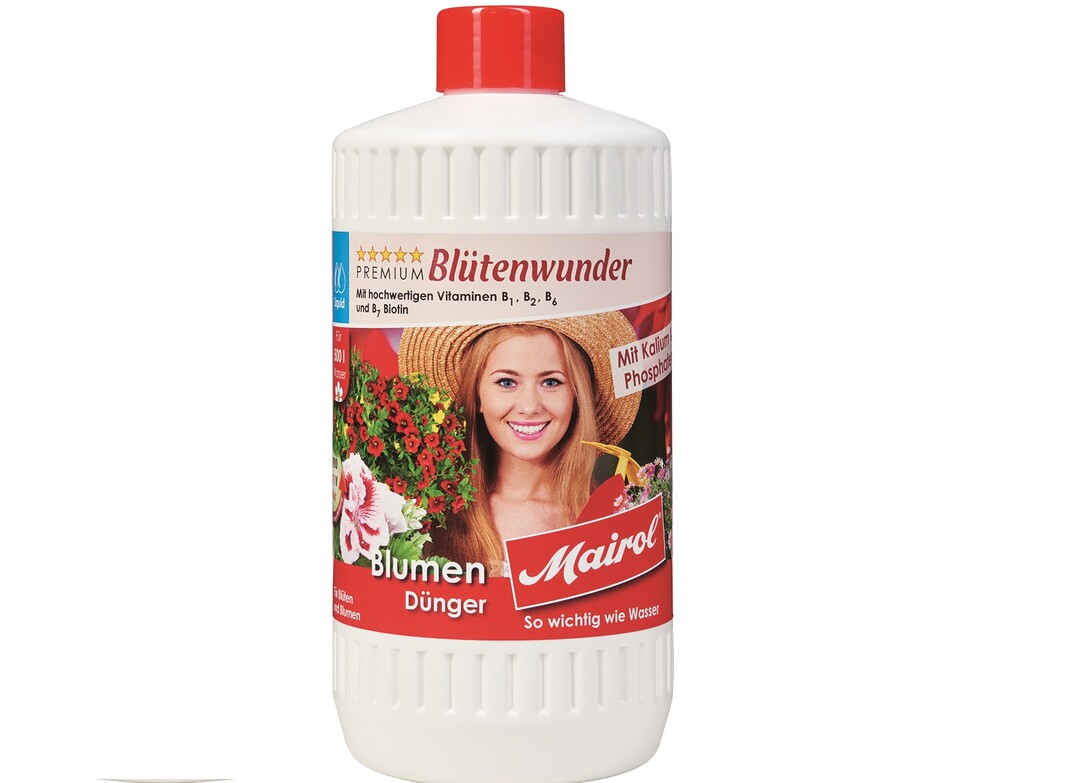 „Blütenwunder“ ist ein speziell für die Blühphase entwickelter Dünger, der alle Blütenpflanzen im Haus, auf dem Balkon und der Terrasse sowie im Garten üppiger und länger blühen lässt. Auch als „Kristallwunder“ erhältlich.