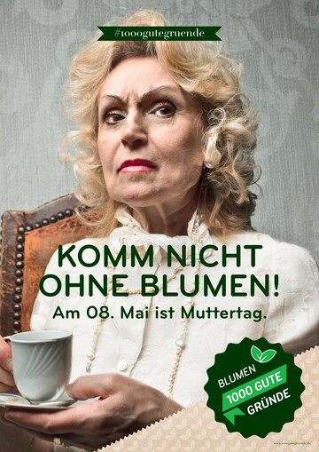 Das aktuelle Muttertags-Motiv der Initiative Blumen  1000 gute Grnde im DIN A 2-Format liegt ab sofort in allen Landgard Cash & Carry Mrkten in Deutschland zur kostenfreien Mitnahme bereit.