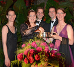 Diana Gräfin Bernadotte (2. von links) mit ihren Geschwistern Catherina, Björn, Christian und Bettina (v.l.n.r.) bei der Rosentaufe