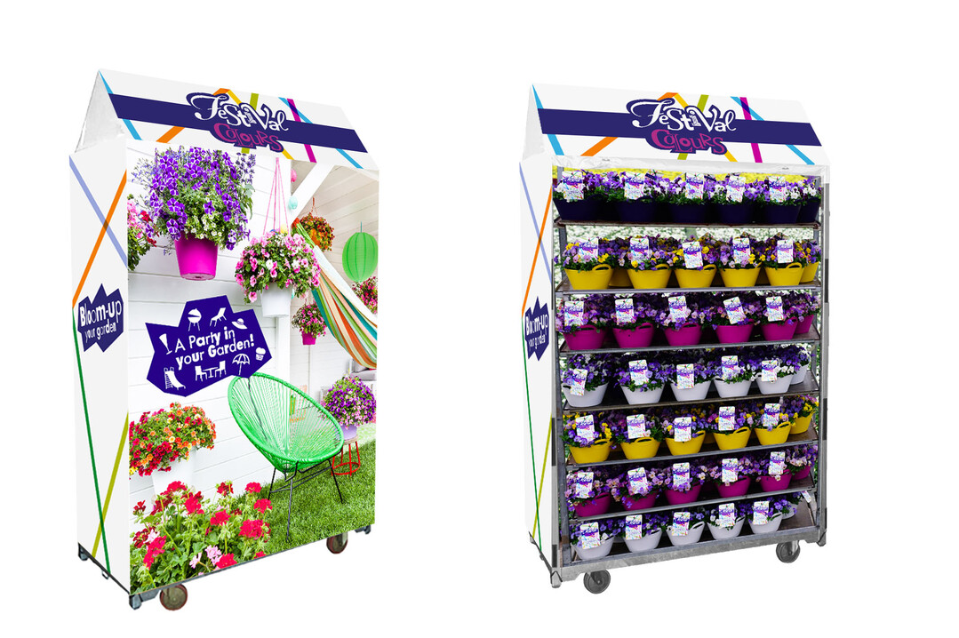 Die Gärtnerei Wouters stellt sich auf das Festival Colours ein und präsentiert eine vollständige Verkleidung für Verkaufskarren vor.