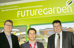 „Futuregarden“ von HPW am Stand der Sagaflor. Von links Gary
Wilburn, Alex Urquhart und Georg Steinhauer.